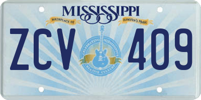 MS license plate ZCV409