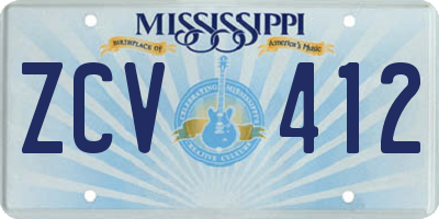 MS license plate ZCV412