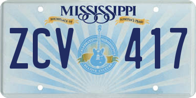 MS license plate ZCV417