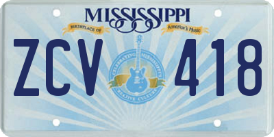 MS license plate ZCV418
