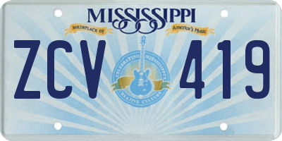 MS license plate ZCV419