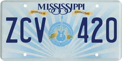 MS license plate ZCV420