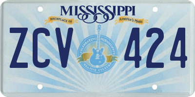 MS license plate ZCV424