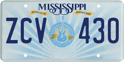 MS license plate ZCV430