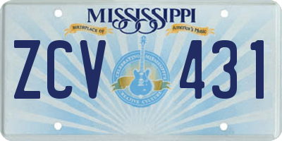 MS license plate ZCV431