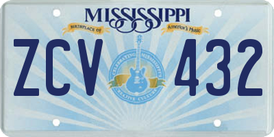 MS license plate ZCV432