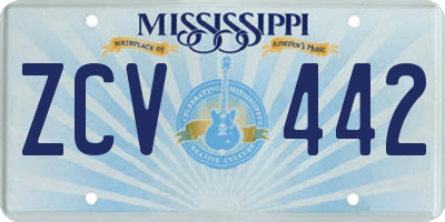 MS license plate ZCV442