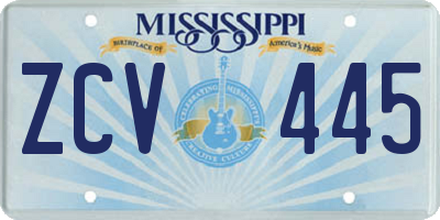 MS license plate ZCV445