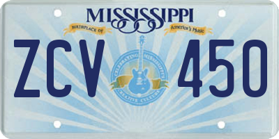 MS license plate ZCV450
