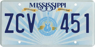 MS license plate ZCV451