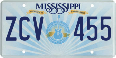 MS license plate ZCV455