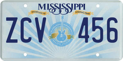 MS license plate ZCV456