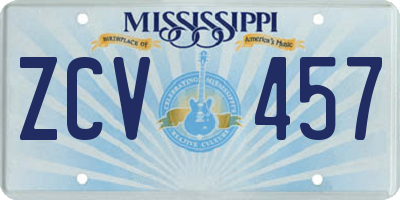 MS license plate ZCV457
