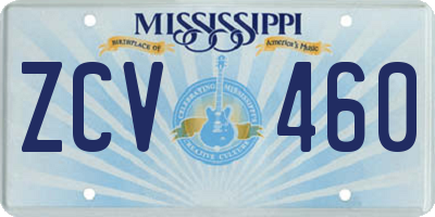 MS license plate ZCV460