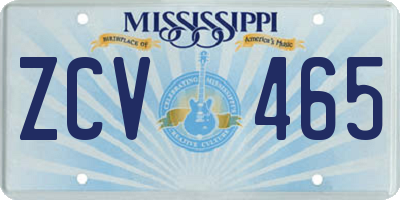 MS license plate ZCV465