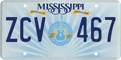 MS license plate ZCV467