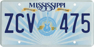 MS license plate ZCV475