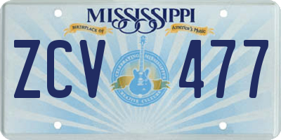 MS license plate ZCV477