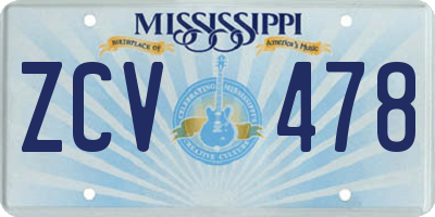 MS license plate ZCV478