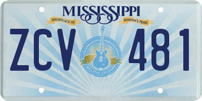 MS license plate ZCV481