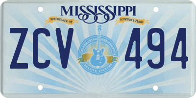 MS license plate ZCV494