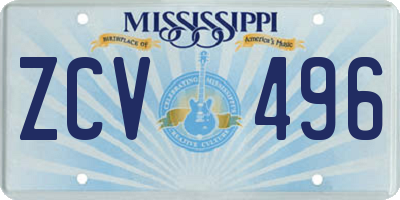 MS license plate ZCV496