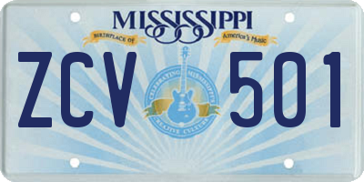 MS license plate ZCV501