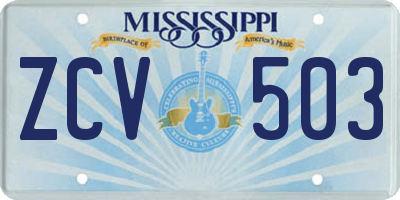 MS license plate ZCV503