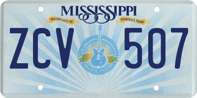 MS license plate ZCV507
