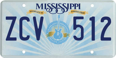 MS license plate ZCV512