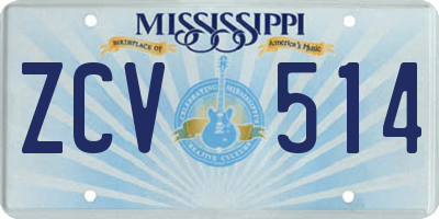 MS license plate ZCV514