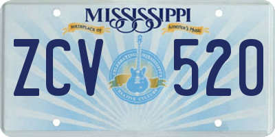 MS license plate ZCV520