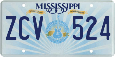 MS license plate ZCV524