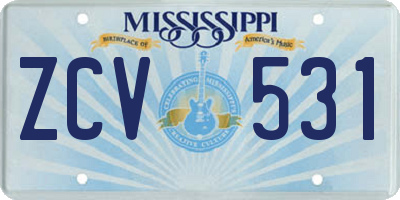 MS license plate ZCV531
