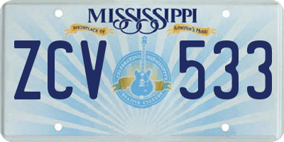 MS license plate ZCV533