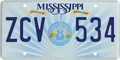 MS license plate ZCV534