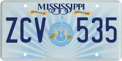 MS license plate ZCV535