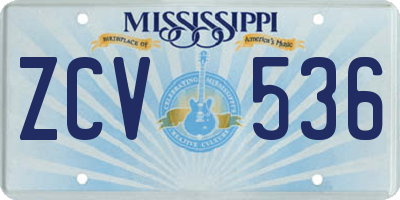 MS license plate ZCV536