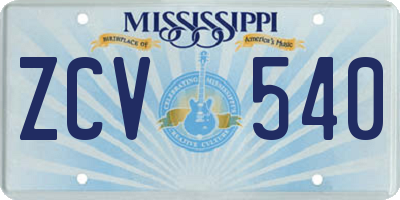 MS license plate ZCV540