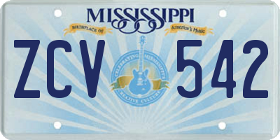 MS license plate ZCV542