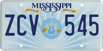 MS license plate ZCV545