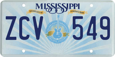 MS license plate ZCV549