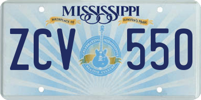MS license plate ZCV550