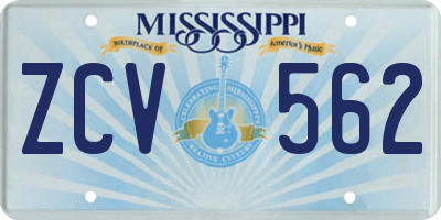 MS license plate ZCV562