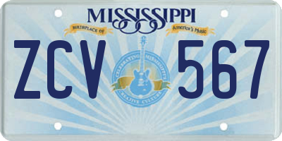 MS license plate ZCV567