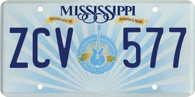 MS license plate ZCV577