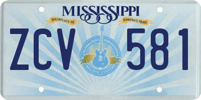 MS license plate ZCV581