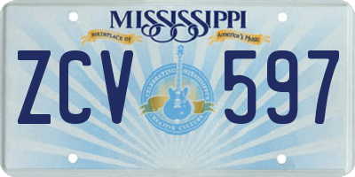 MS license plate ZCV597
