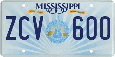 MS license plate ZCV600