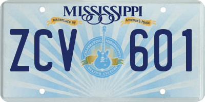MS license plate ZCV601